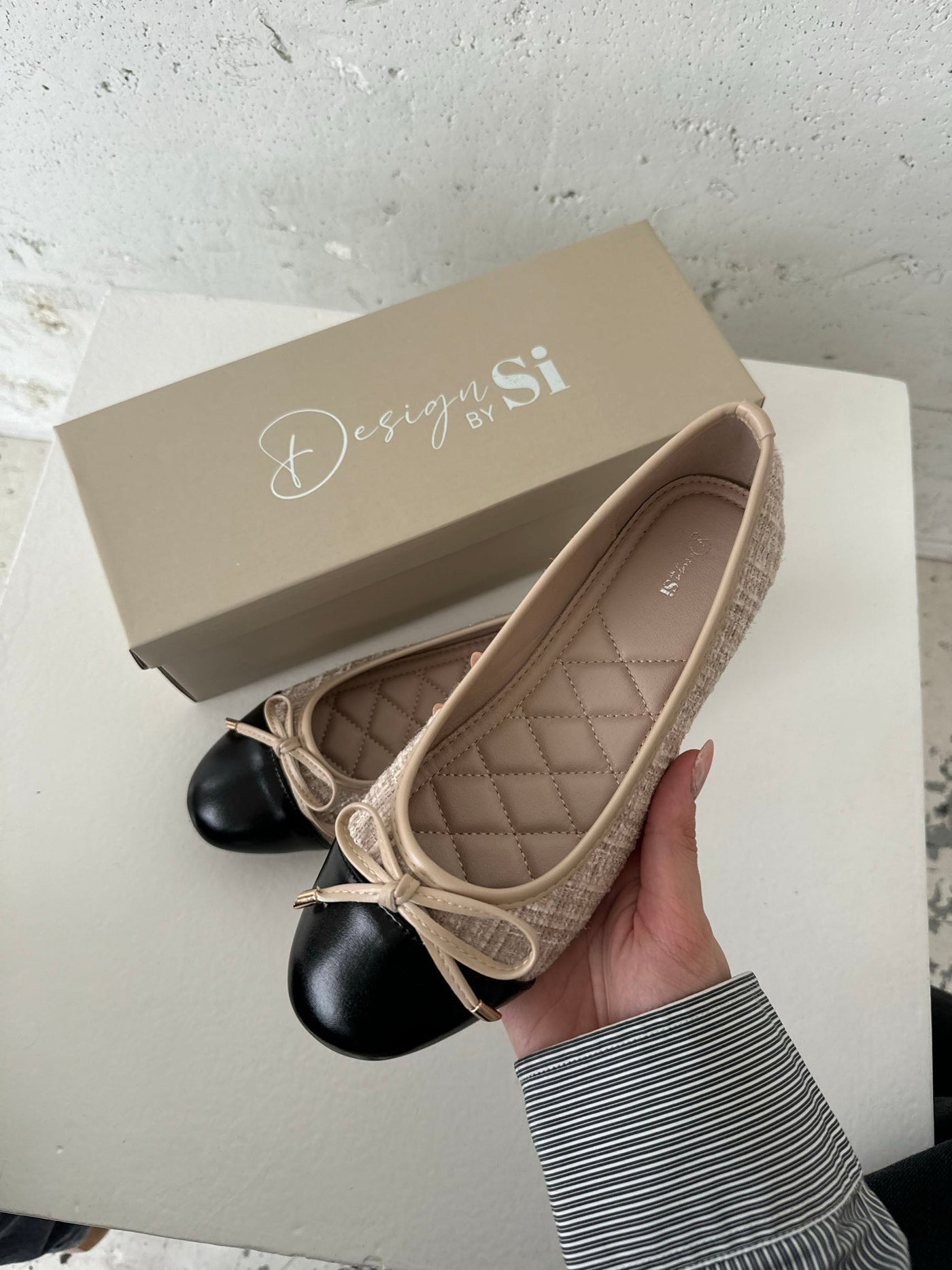 Cetinje ballet flats med bow - Beige