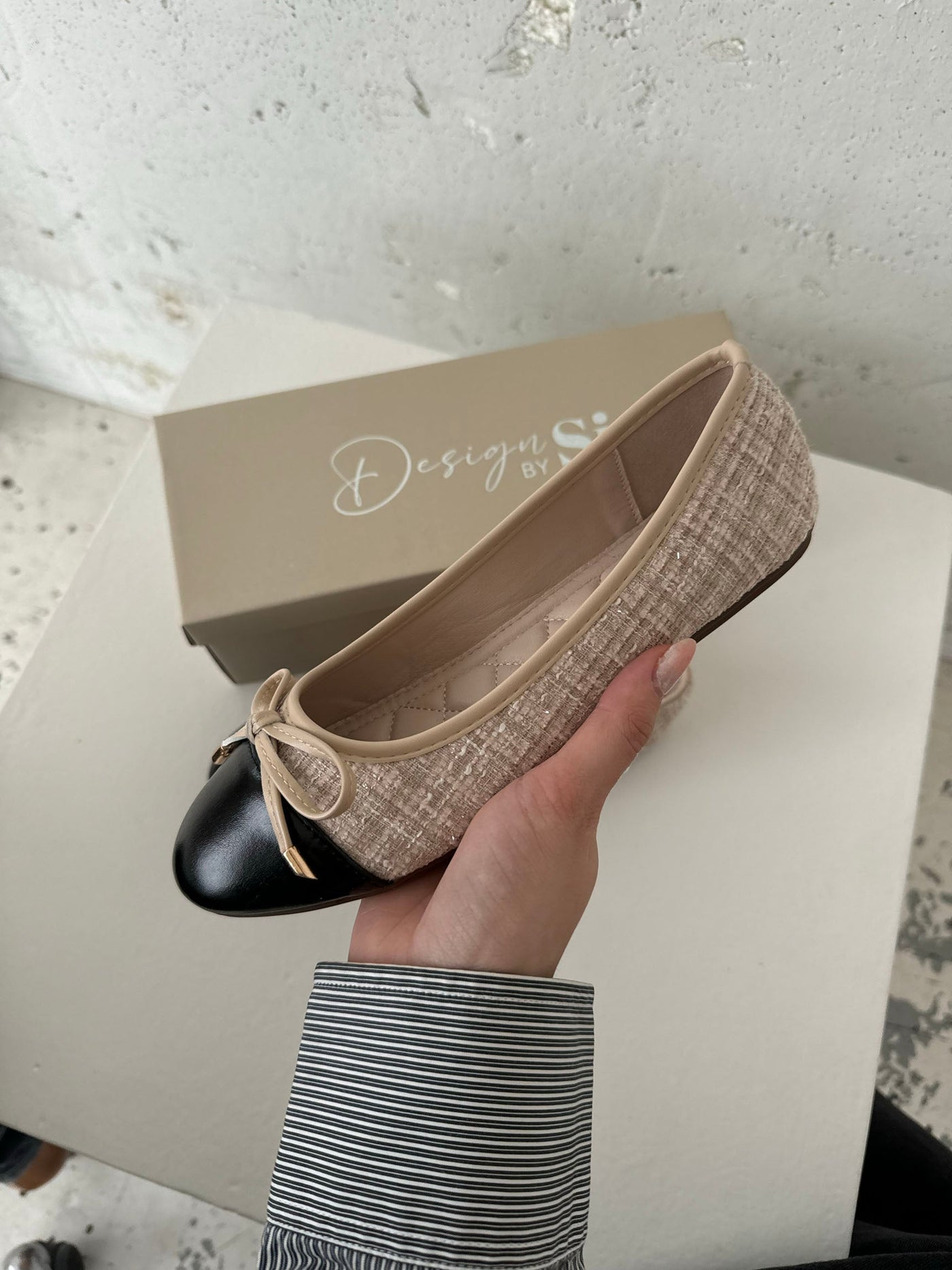 Cetinje ballet flats med bow - Beige