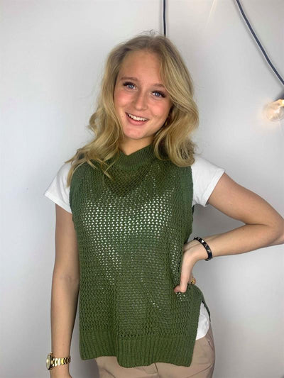 Fiona knit vest khaki grön