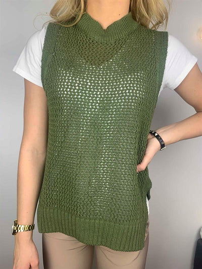 Fiona knit vest khaki grön