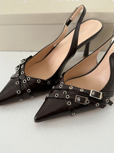 Kandy slingback heels - Brun