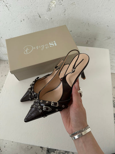 Kandy slingback heels - Brun