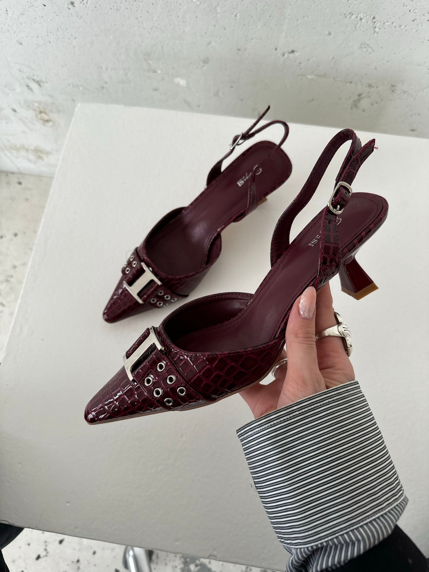 Nida slingback heels med buckle - Burgundy