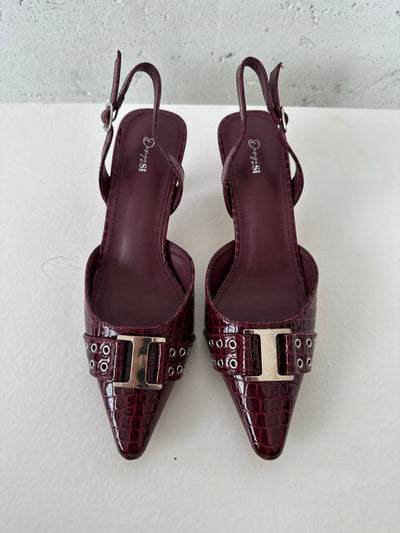 Nida slingback heels med buckle - Burgundy
