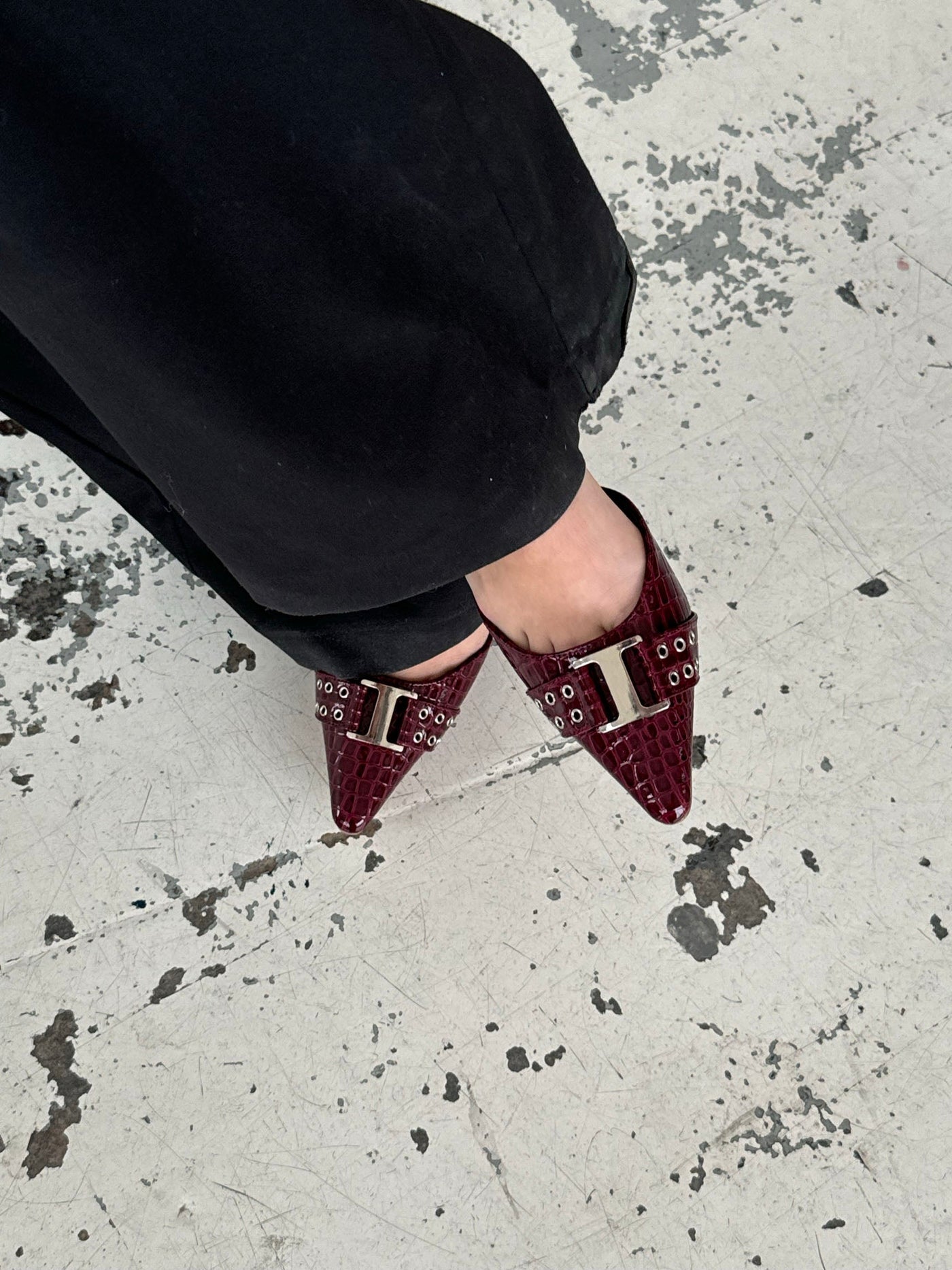 Nida slingback heels med buckle - Burgundy