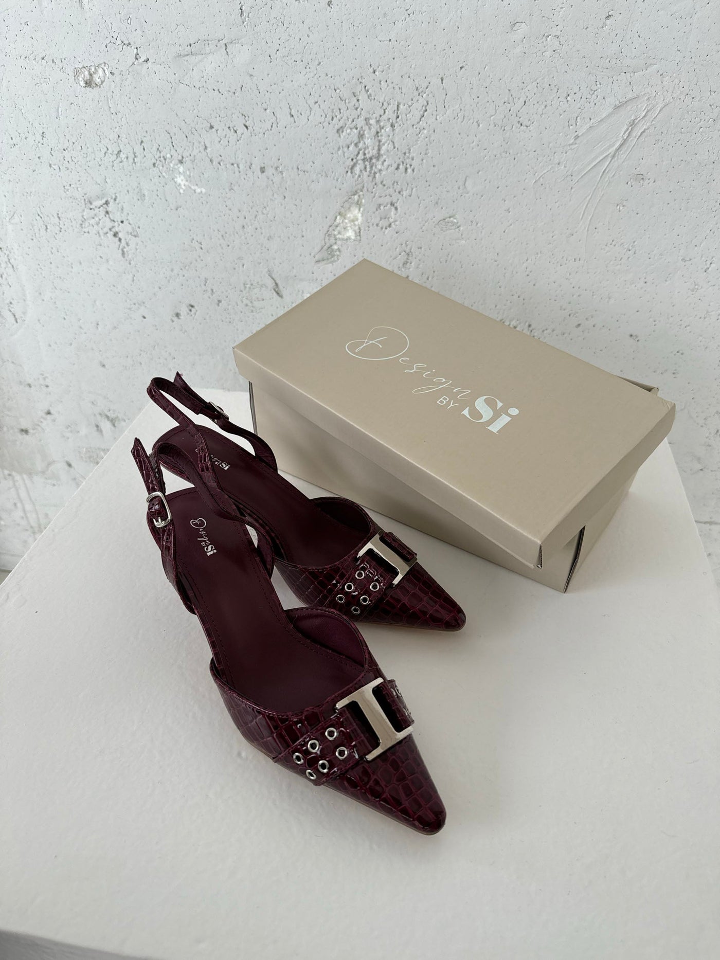 Nida slingback heels med buckle - Burgundy