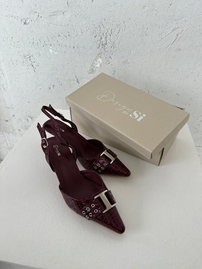 Nida slingback heels med buckle - Burgundy