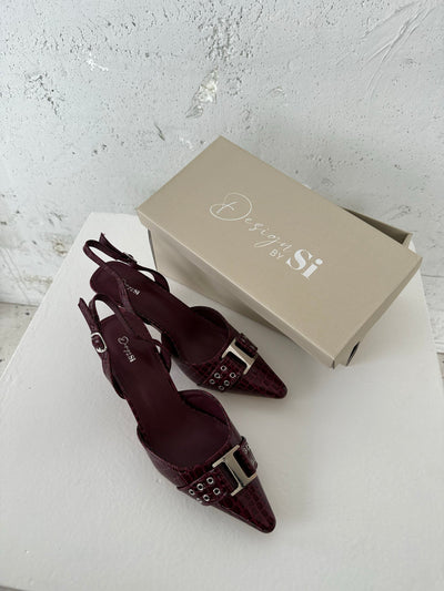 Nida slingback heels med buckle - Burgundy