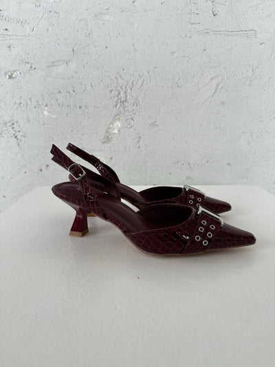 Nida slingback heels med buckle - Burgundy