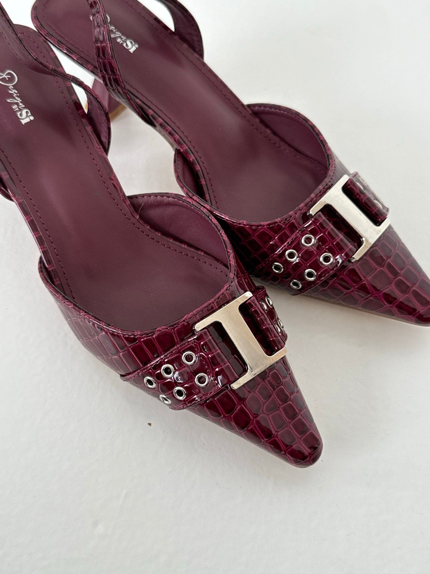 Nida slingback heels med buckle - Burgundy