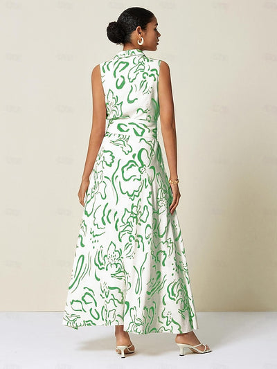 Curve Pocket Sleeveless Shirt Maxi Dress