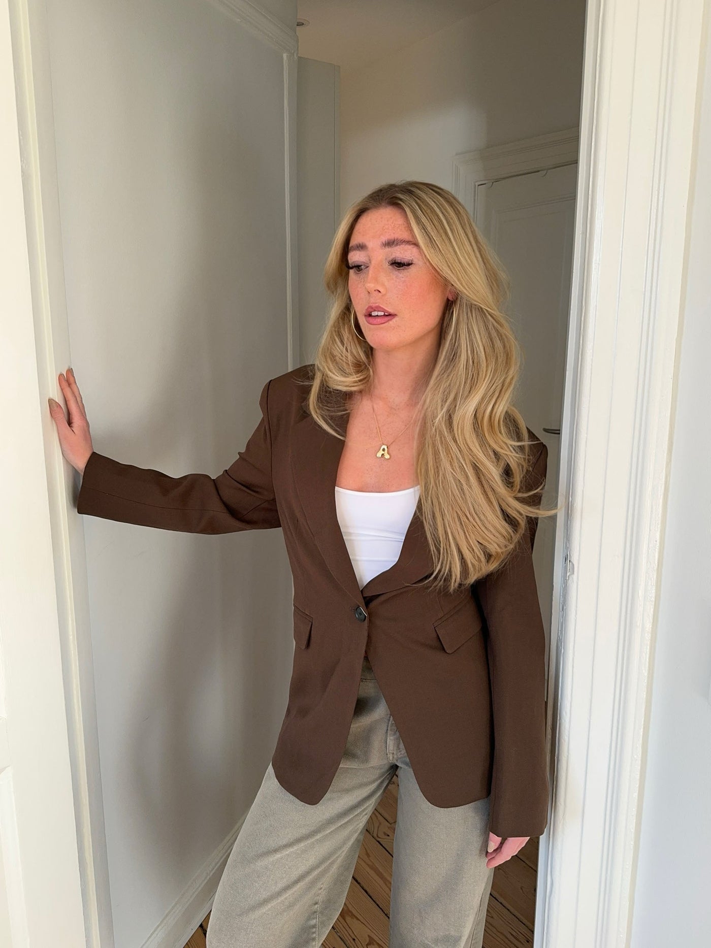 Myna fitted blazer - Brun