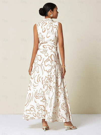 Curve Pocket Sleeveless Shirt Maxi Dress