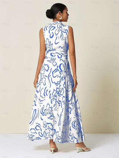 Curve Pocket Sleeveless Shirt Maxi Dress