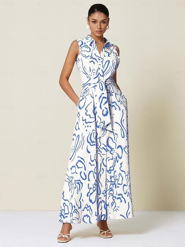 Curve Pocket Sleeveless Shirt Maxi Dress
