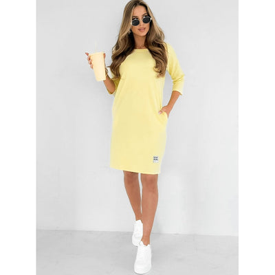 🌸Vårspecialer🌸 Rund hals 3/4 ärmad klänning med fickor