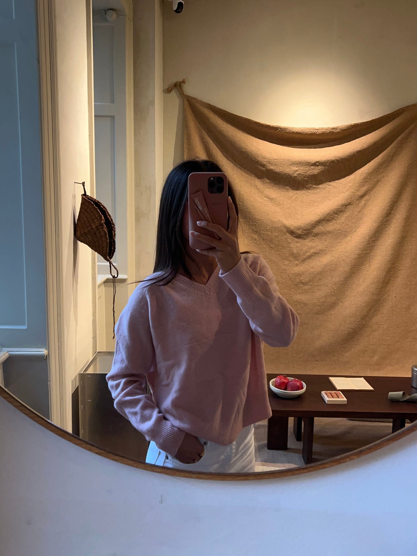 Aiko v-neck tröja - Light Rosa
