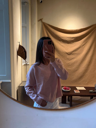 Aiko v-neck tröja - Light Rosa