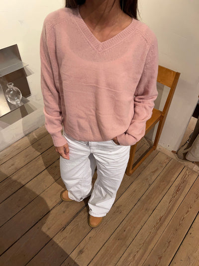 Aiko v-neck tröja - Light Rosa