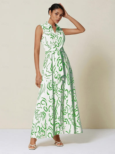 Curve Pocket Sleeveless Shirt Maxi Dress