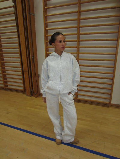 Jessica zip huvtröja - Ljusgrå